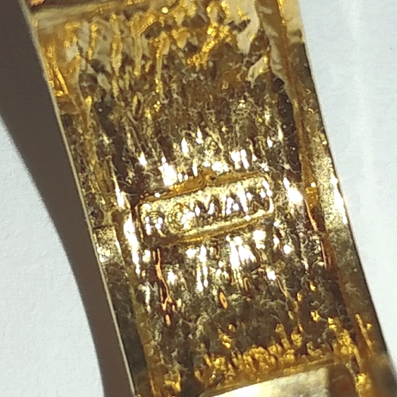 ROMAN PAVE RHINESTONE CLIP EARRINGS & VINTAGE CIRCLE BROOCH - Picture 6 of 7